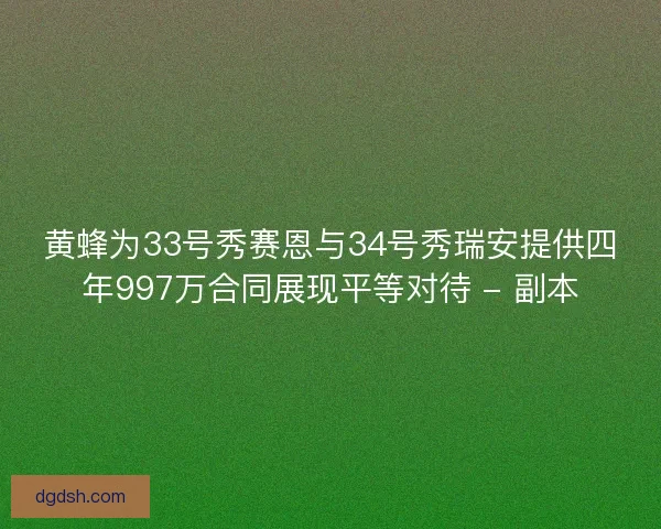 黄蜂为33号秀赛恩与34号秀瑞安提供四年997万合同展现平等对待 - 副本